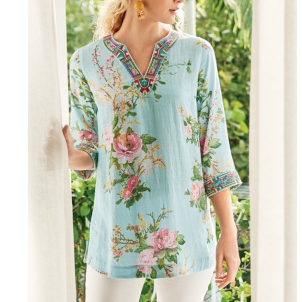 Soft Surroundings Merielle Floral Embroidered Tunic